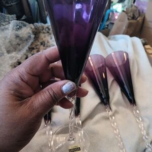 Mikasa Amethyst Twist Stem Champagne Flutes - Set of 5